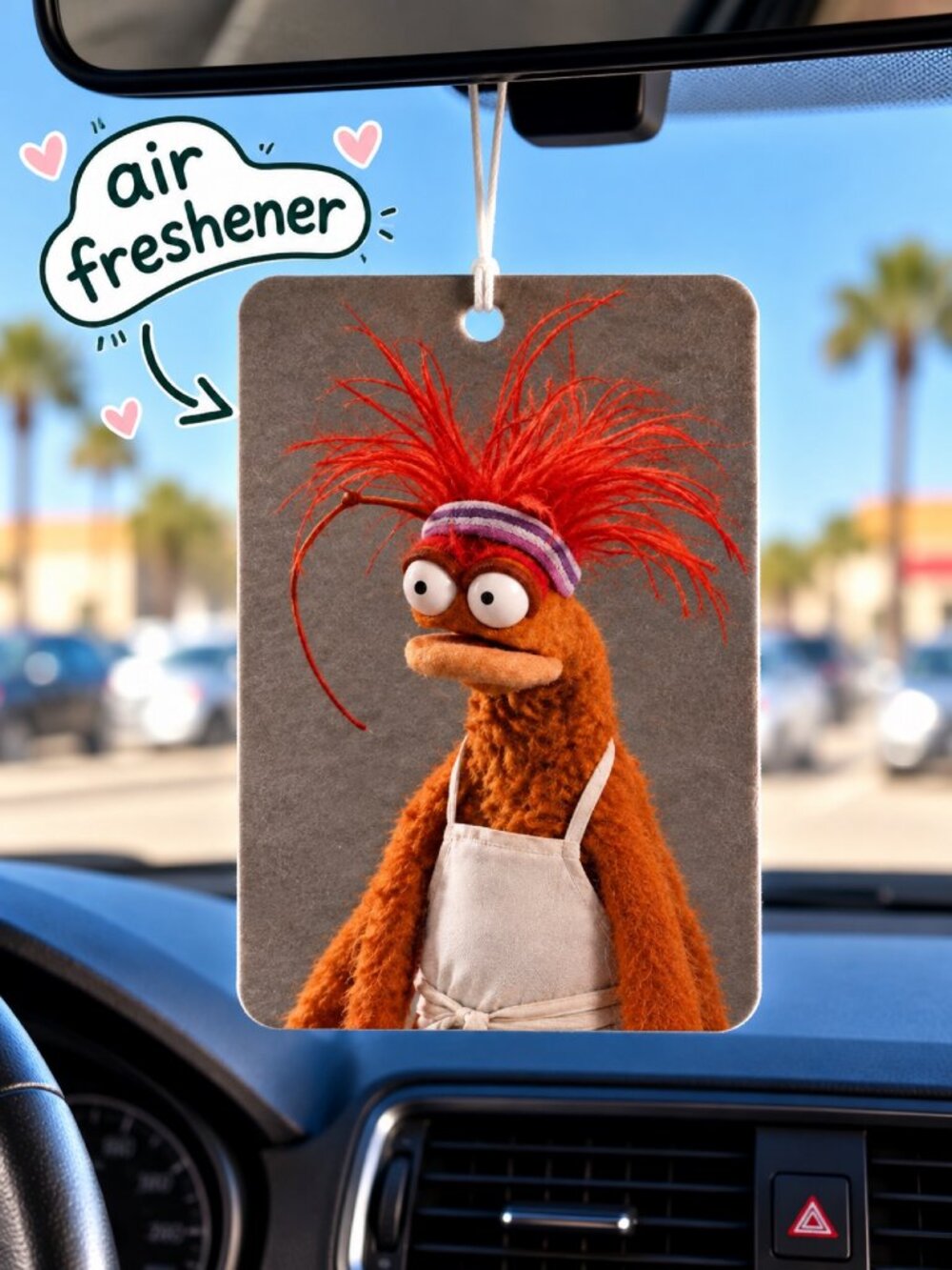 Pepe the King Prawn Funny Meme Car Air Freshener – Hanging Car Accessory – Free